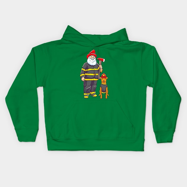 Firefighter Santa Fireman Merry Christmas Kids Hoodie by E